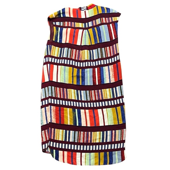 Anthropologie Maeve Au Revoir Print Multi Striped Shift Dress Size 2 - Picture 3 of 4